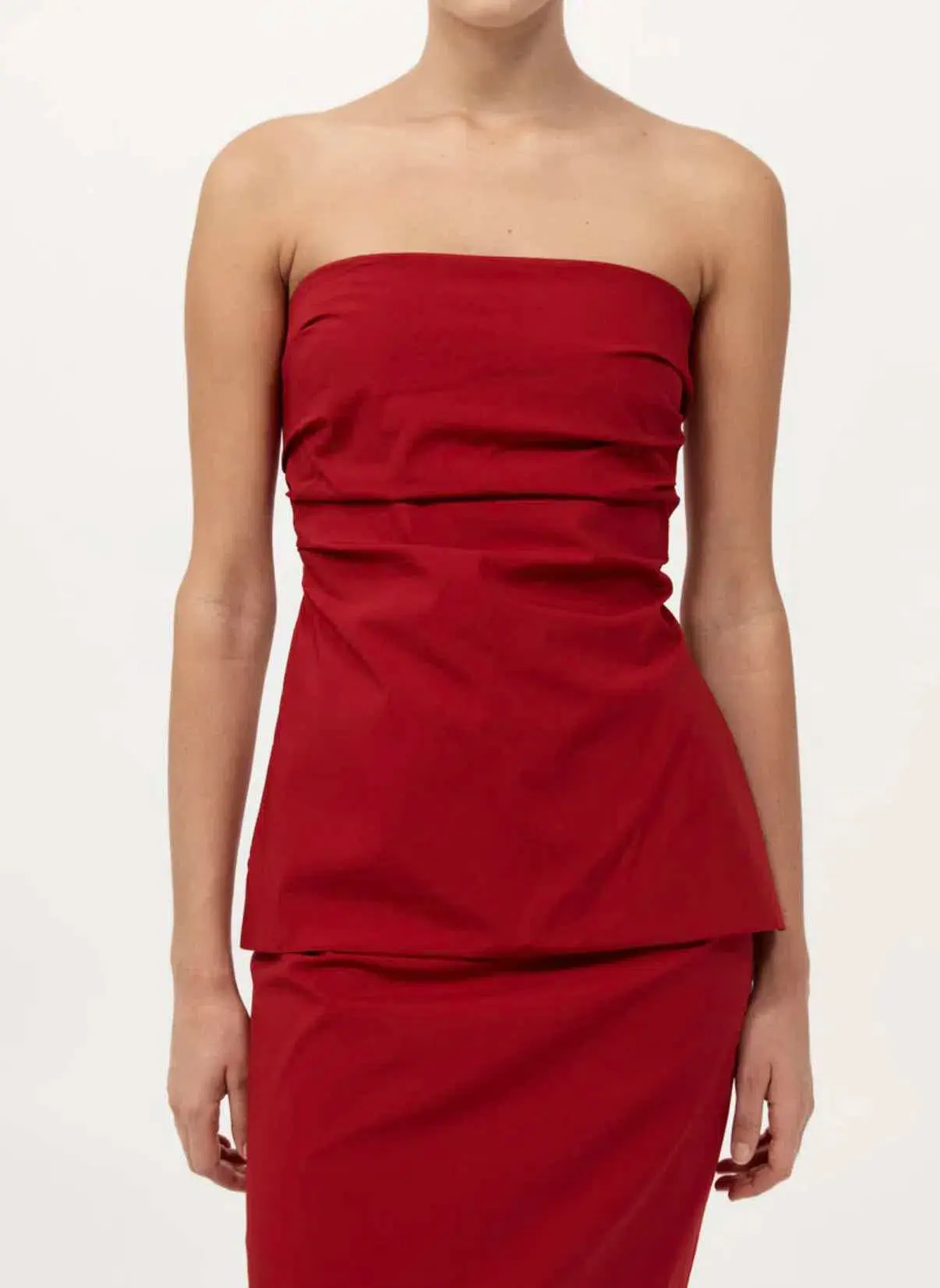 St Agni Strapless Tie Back Top and Minimal Column Skirt Set Rosso Red Size 8 - Image 2