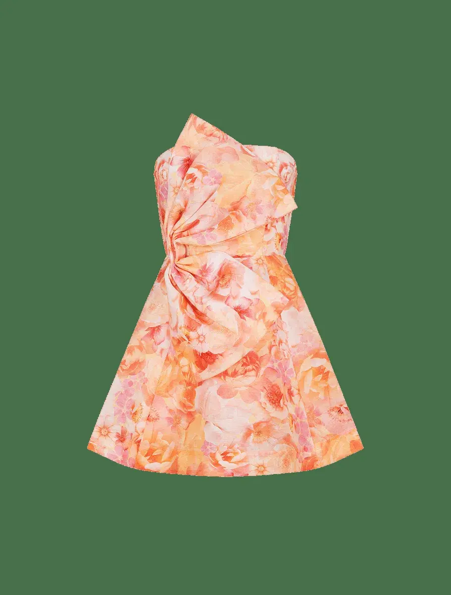 La Maison Talulah Camellia Mini Dress Rosetta Coral Print Size XS/Au 6  for rent on The Volte - main image