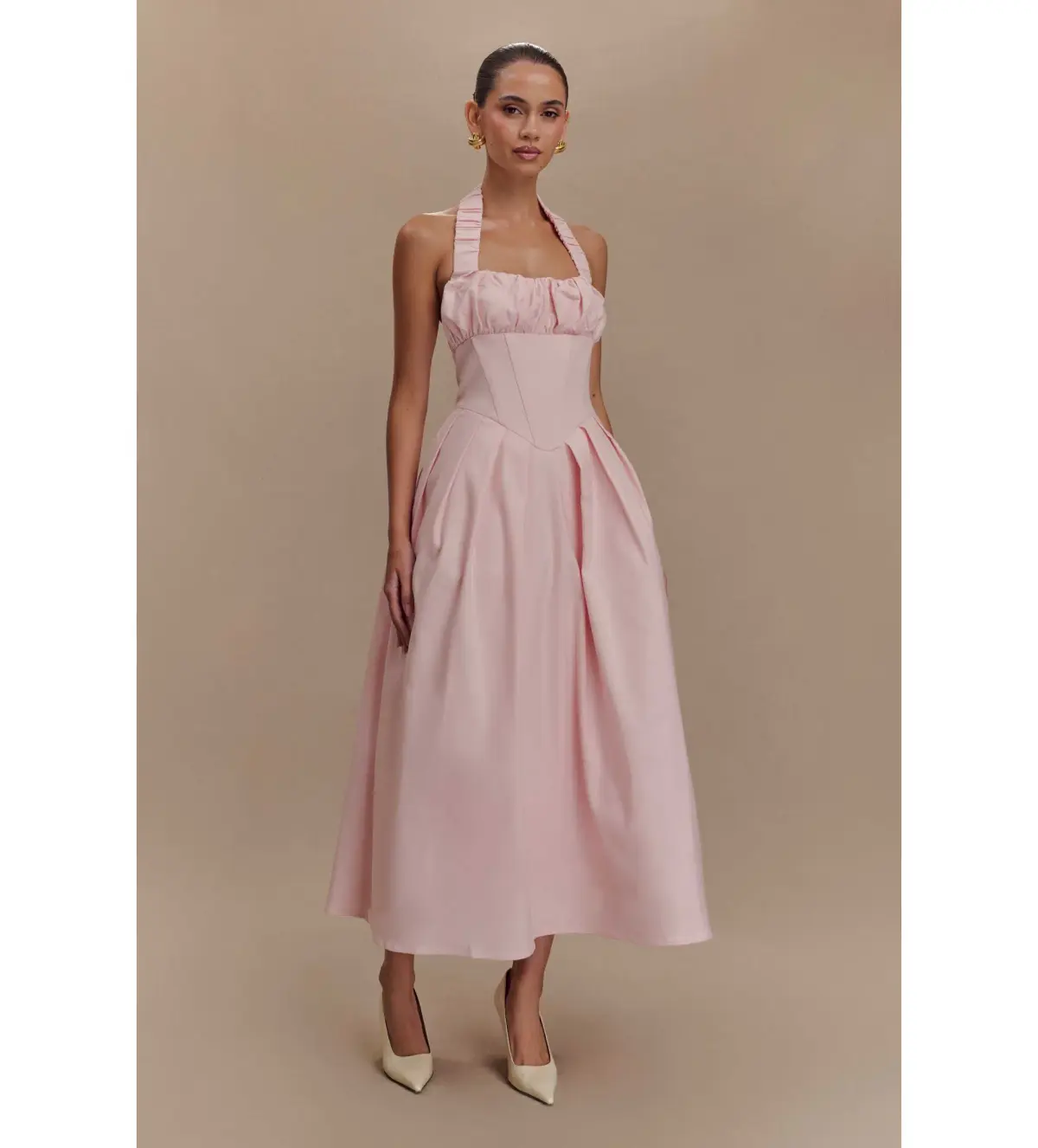 Meshki Candy Halter Midi Dress Ballet Pink AU 8  - Image 1