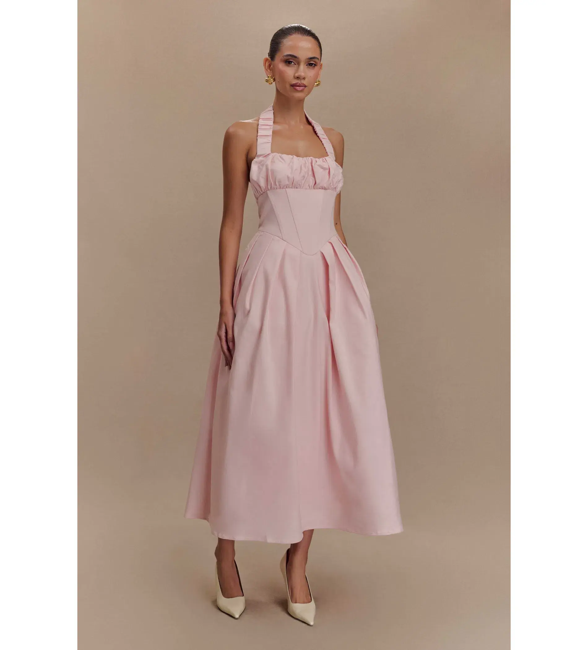 Meshki Candy Halter Midi Dress Ballet Pink AU 8  - Image 1