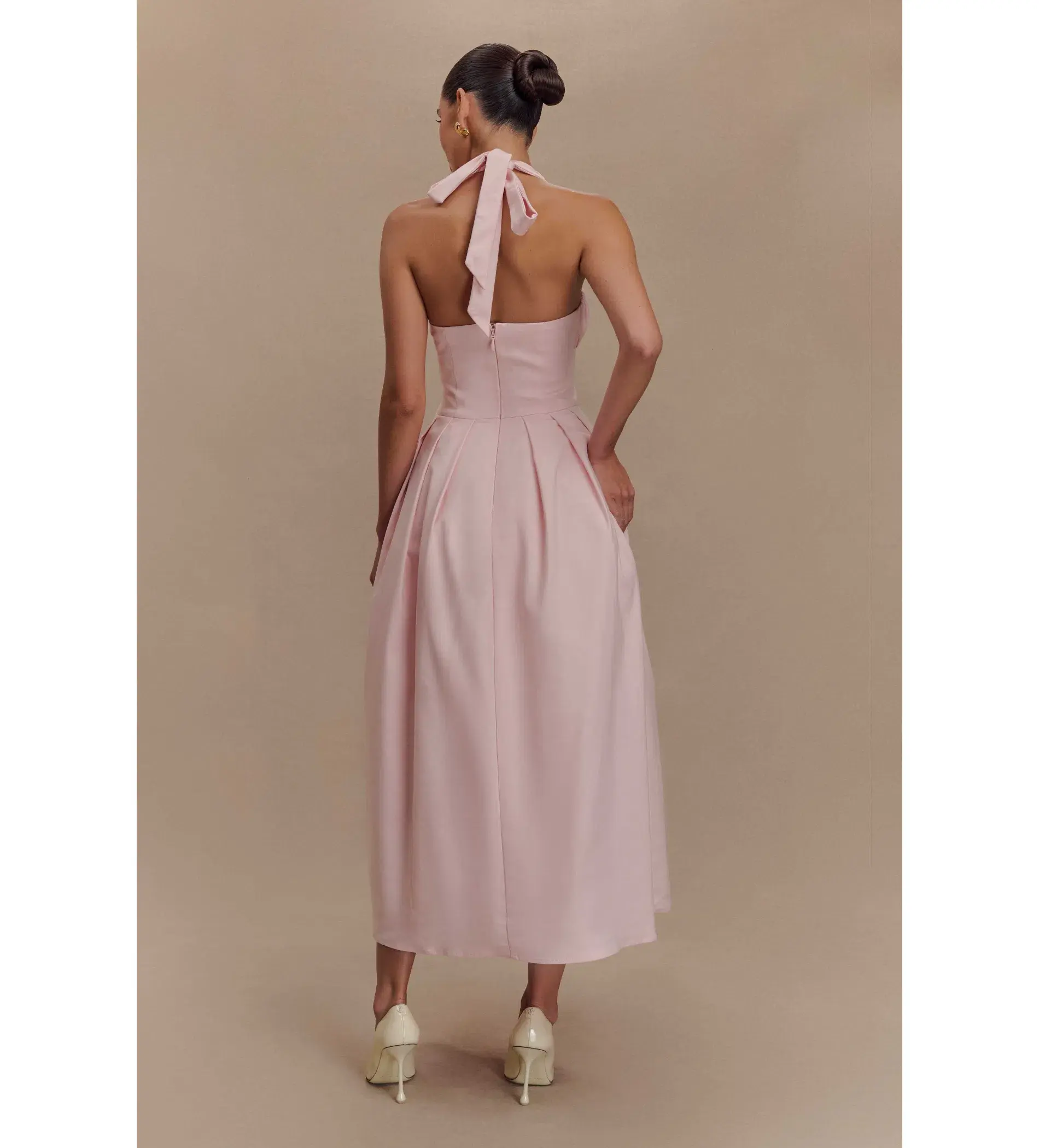 Meshki Candy Halter Midi Dress Ballet Pink AU 8  - Image 3
