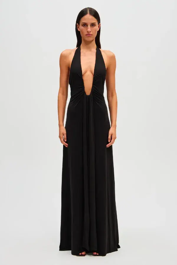 MISHA Jennifer Cupro Maxi Dress Black Size 8 - Image 1