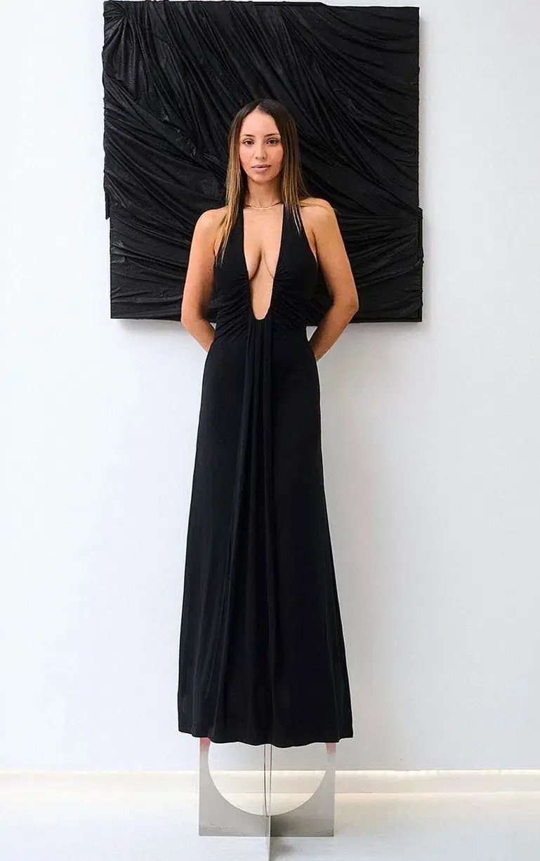 MISHA Jennifer Cupro Maxi Dress Black Size 8 - Image 4