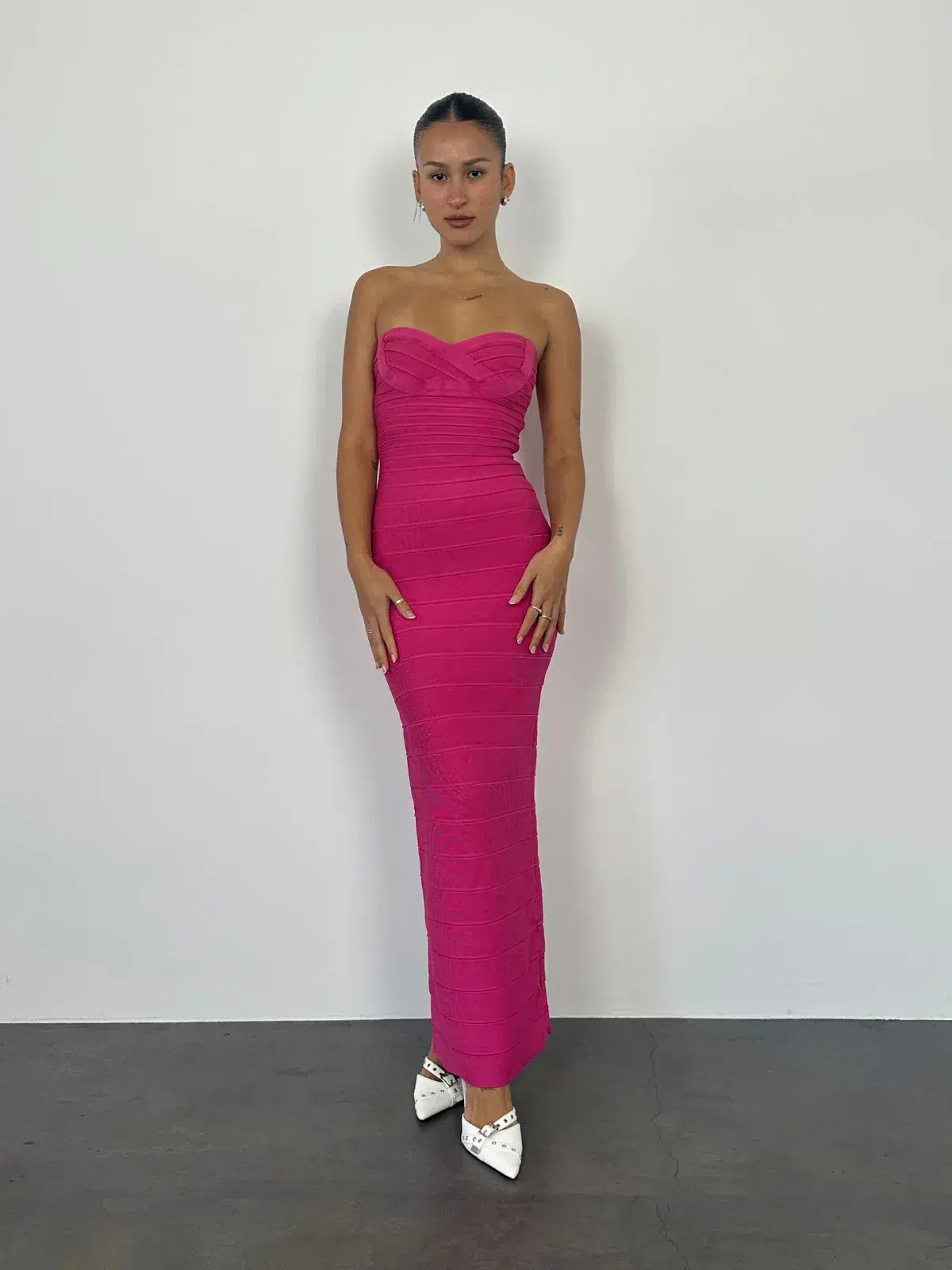 Herve Leger Strapless Pink Dress Size 6/XS - Image 1