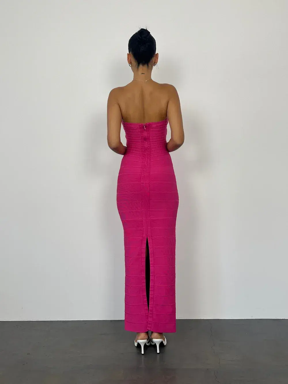 Herve Leger Strapless Pink Dress Size 6/XS - Image 3