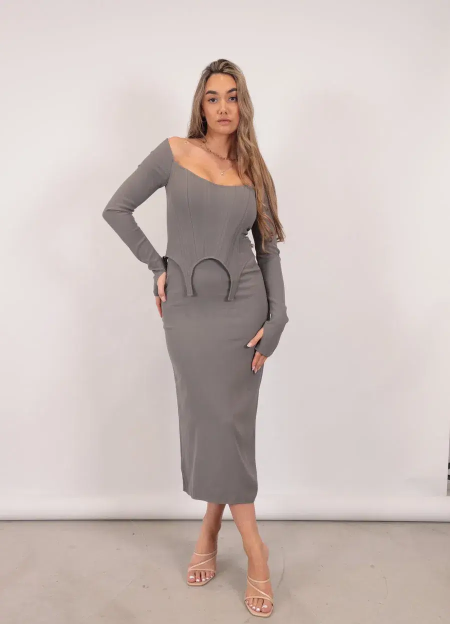 Dion Lee Arch Longline Corset Dress Grey Size 8  - Image 1