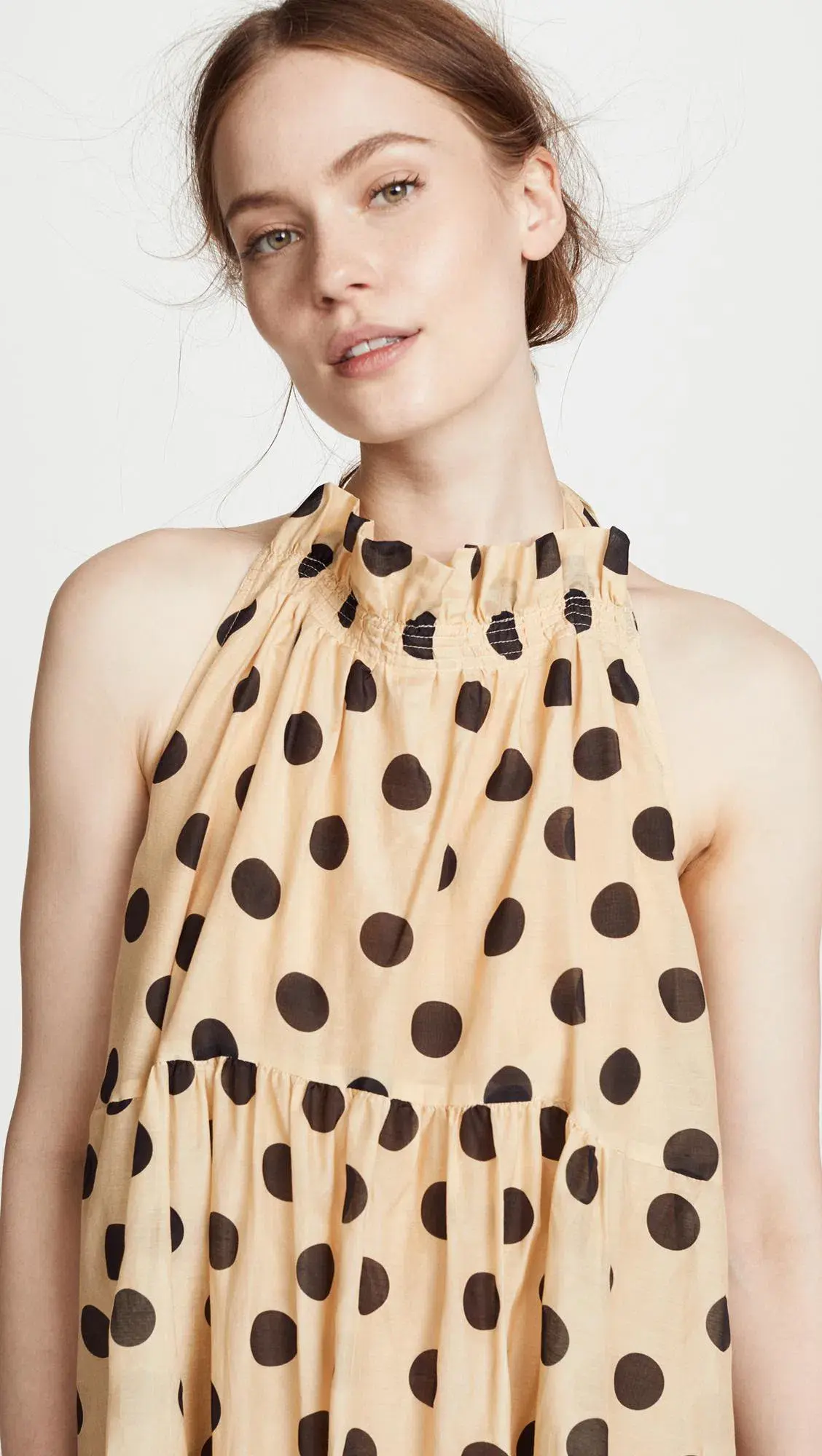 Lee Mathews Minnie Spot Halter Midi Dress Barley/Print Size 8 - Image 3