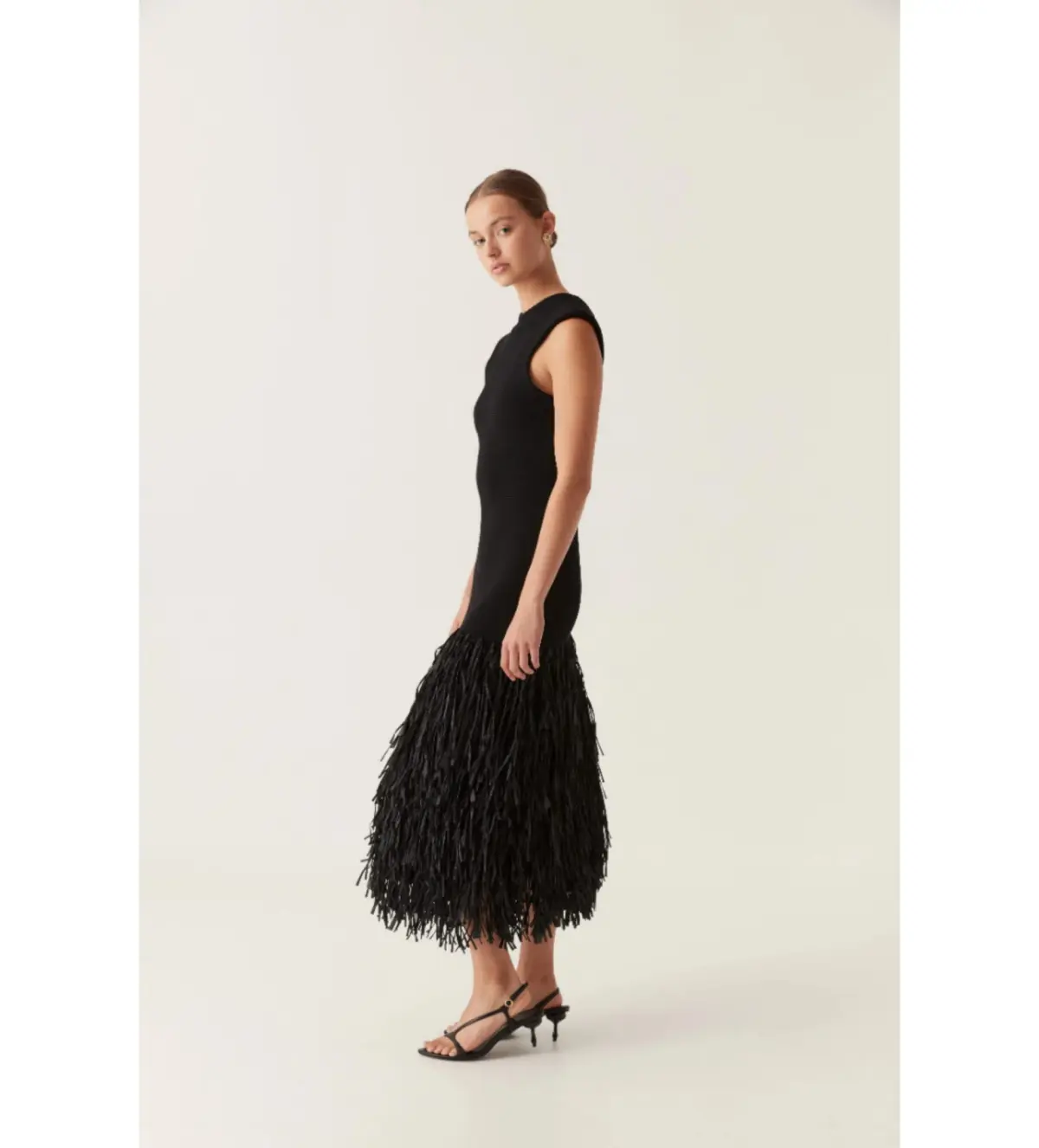 Aje Rushes Rafia Knit Midi Dress Black Size 4  - Image 2
