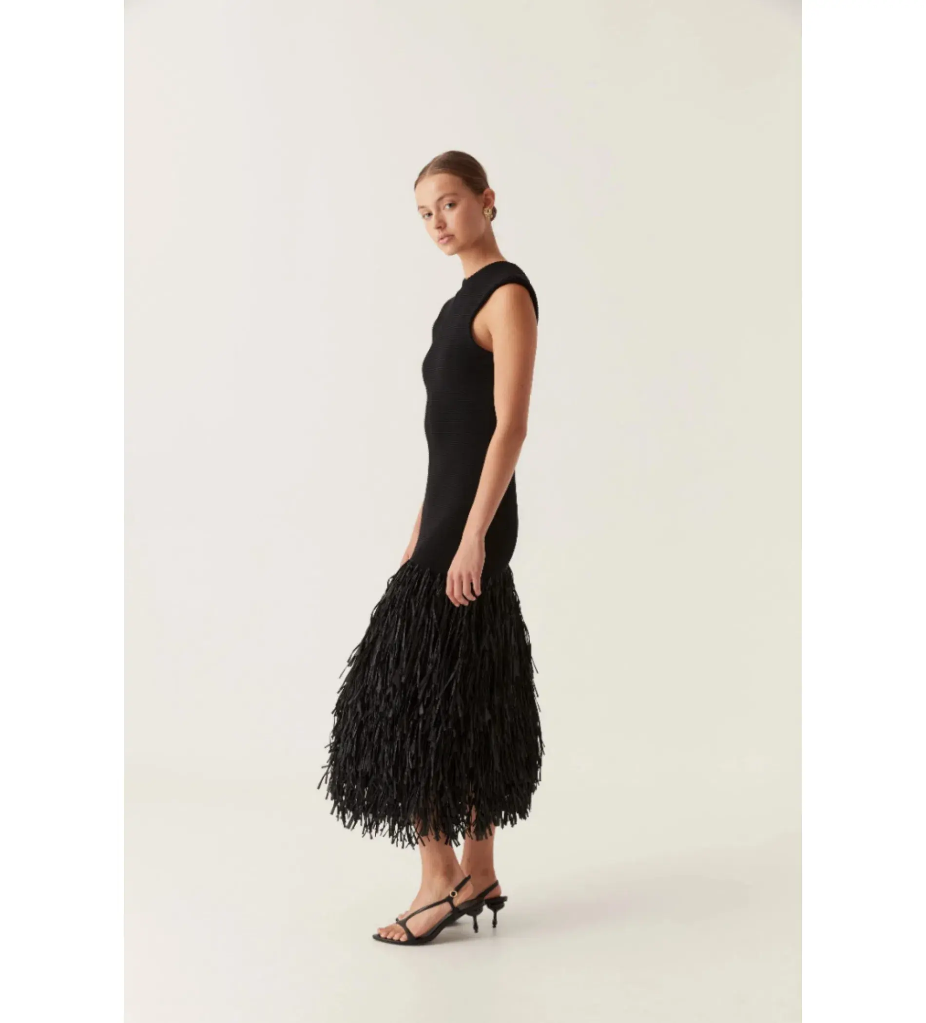 Aje Rushes Rafia Knit Midi Dress Black Size 4  - Image 2
