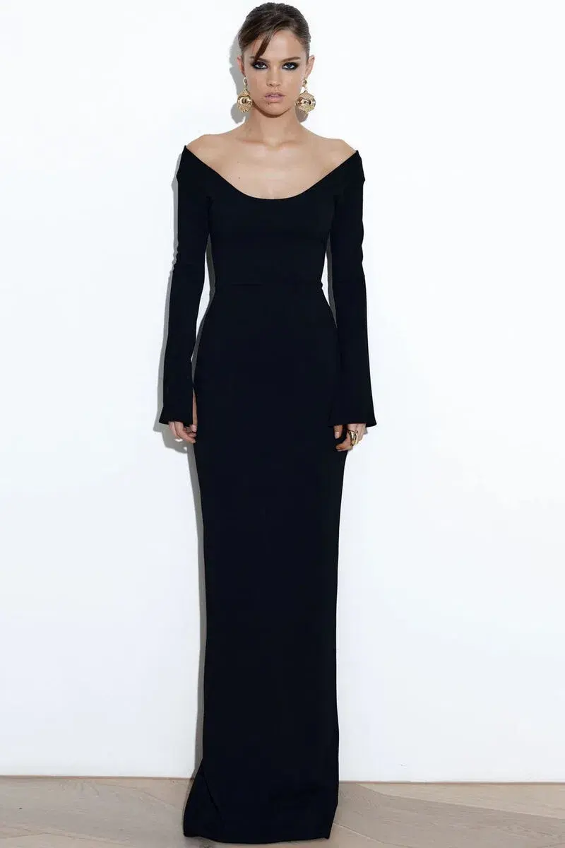 Effie Kats 'Vale' Off The Shoulder Gown Black Size 12 - Image 1