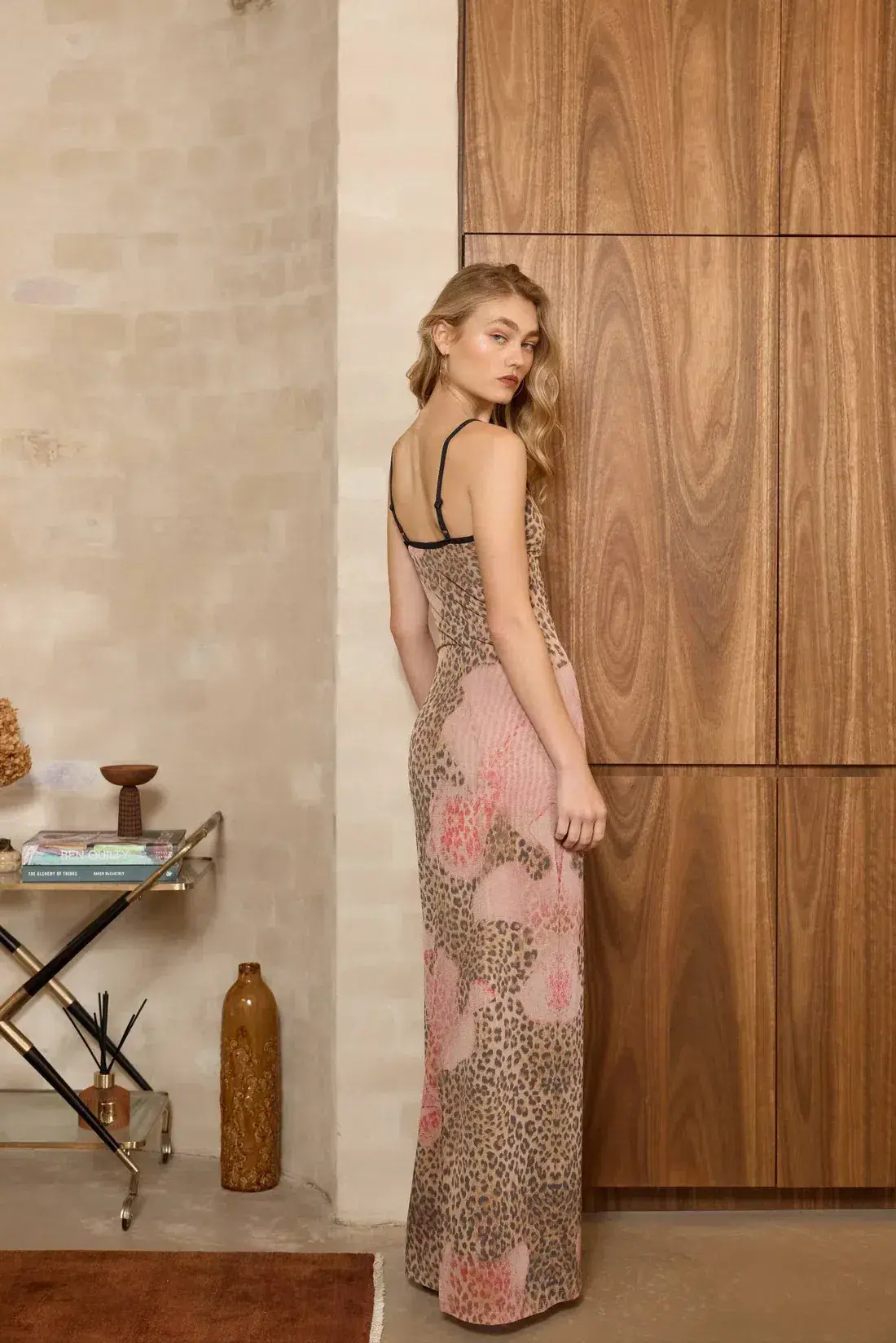 With Harper Lu Mesh Slip Maxi Dress Brown Leopard Size S/AU 8 - Image 5