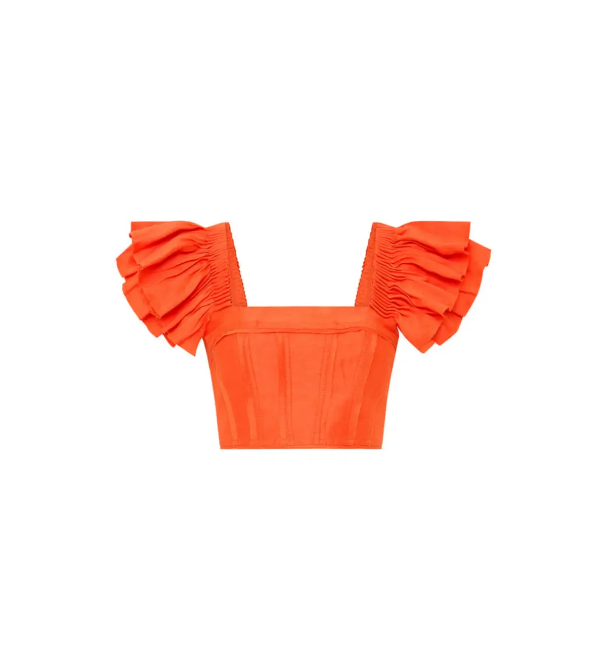 Aje Imagination Frill Sleeve Top Orange Size 14 & Yves Midi Skirt Size 12 - Image 4