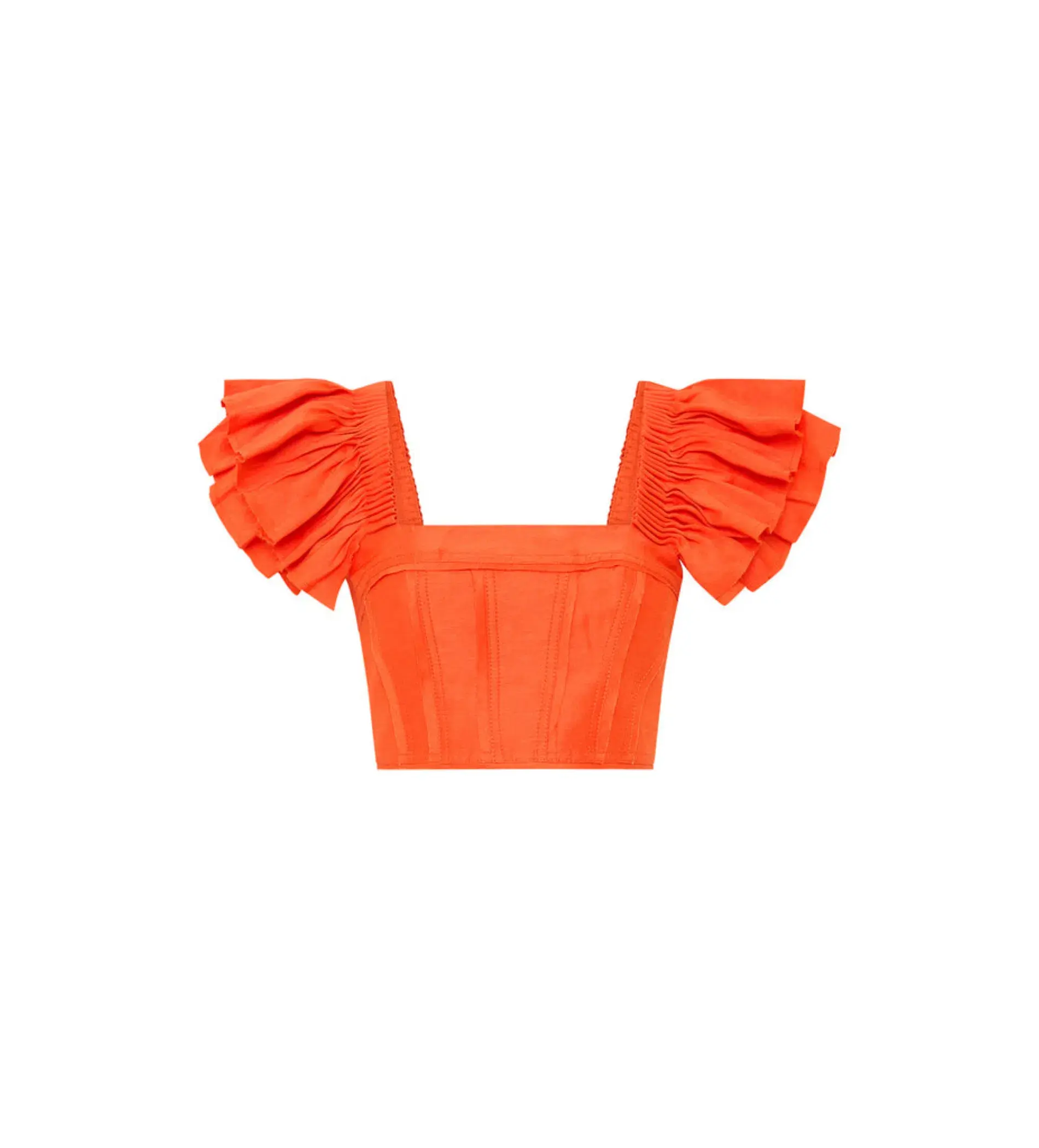 Aje Imagination Frill Sleeve Top Orange Size 14 & Yves Midi Skirt Size 12 - Image 4
