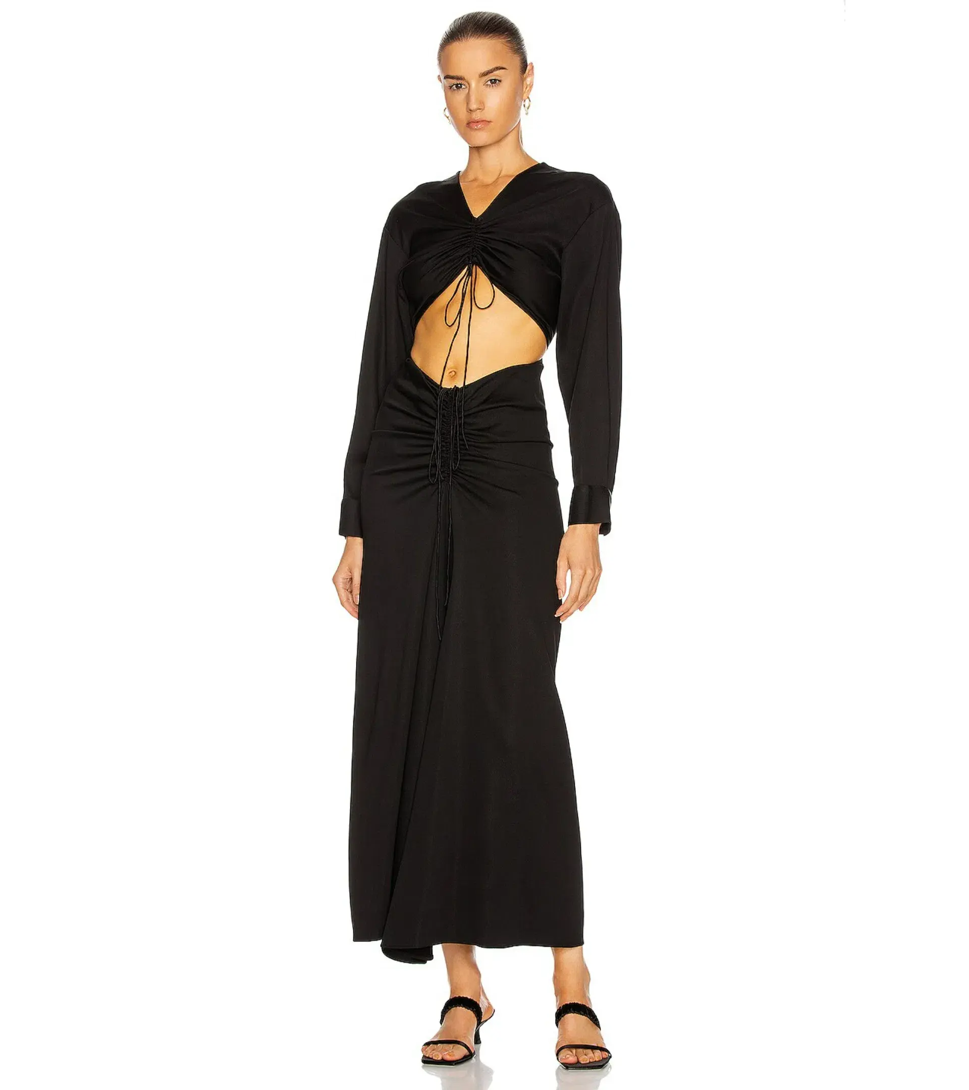 Christopher Esber Ruched Disconnect Shirt Dress Black Size AU 4 - Image 1