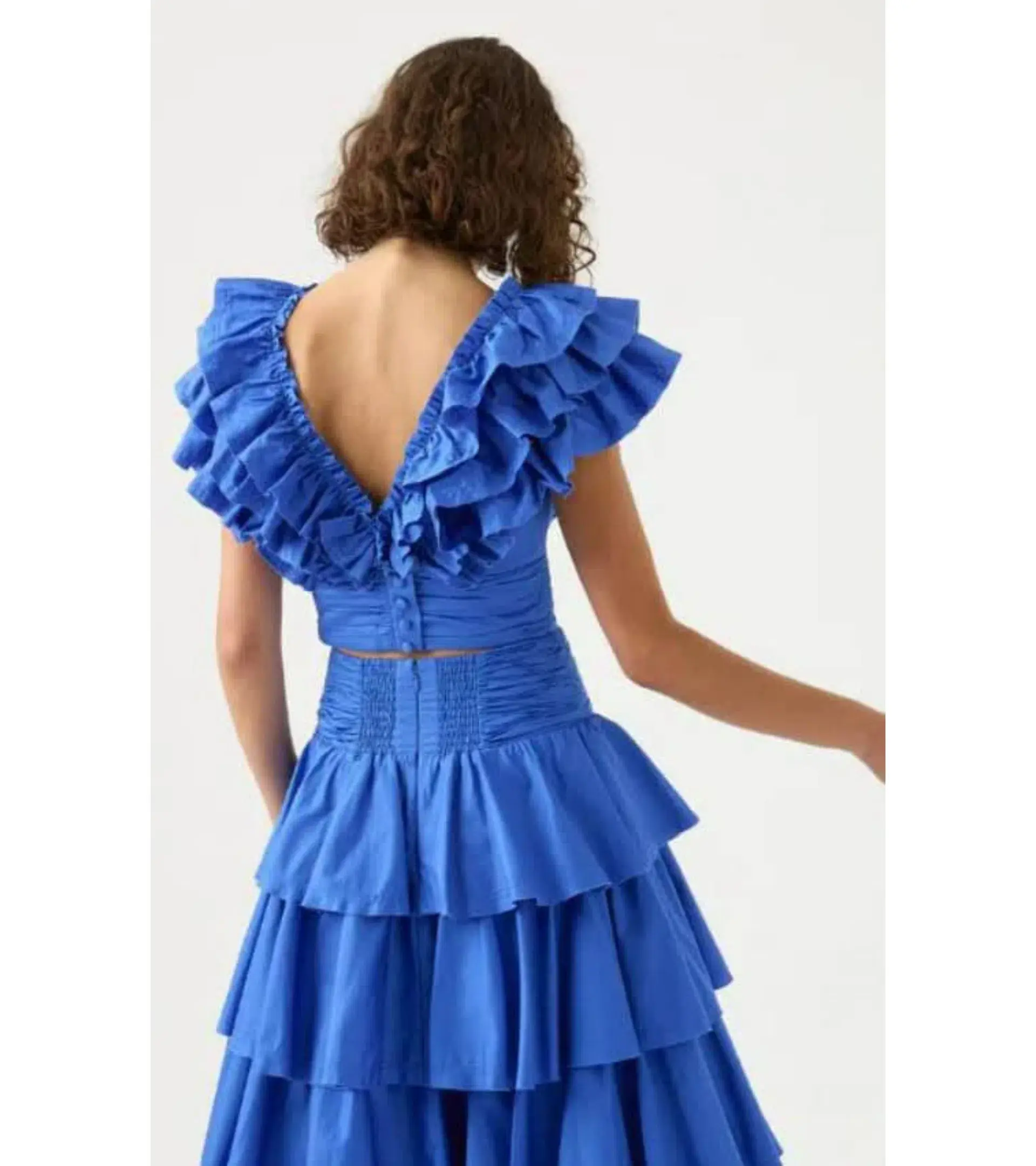 Aje Imagination Frill Sleeve Top Size AU 14 and Eleni Tiered Maxi Skirt Blue Size AU 12  - Image 3