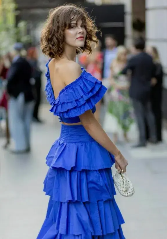 Aje Imagination Frill Sleeve Top Size AU 14 and Eleni Tiered Maxi Skirt Blue Size AU 12  - Image 6
