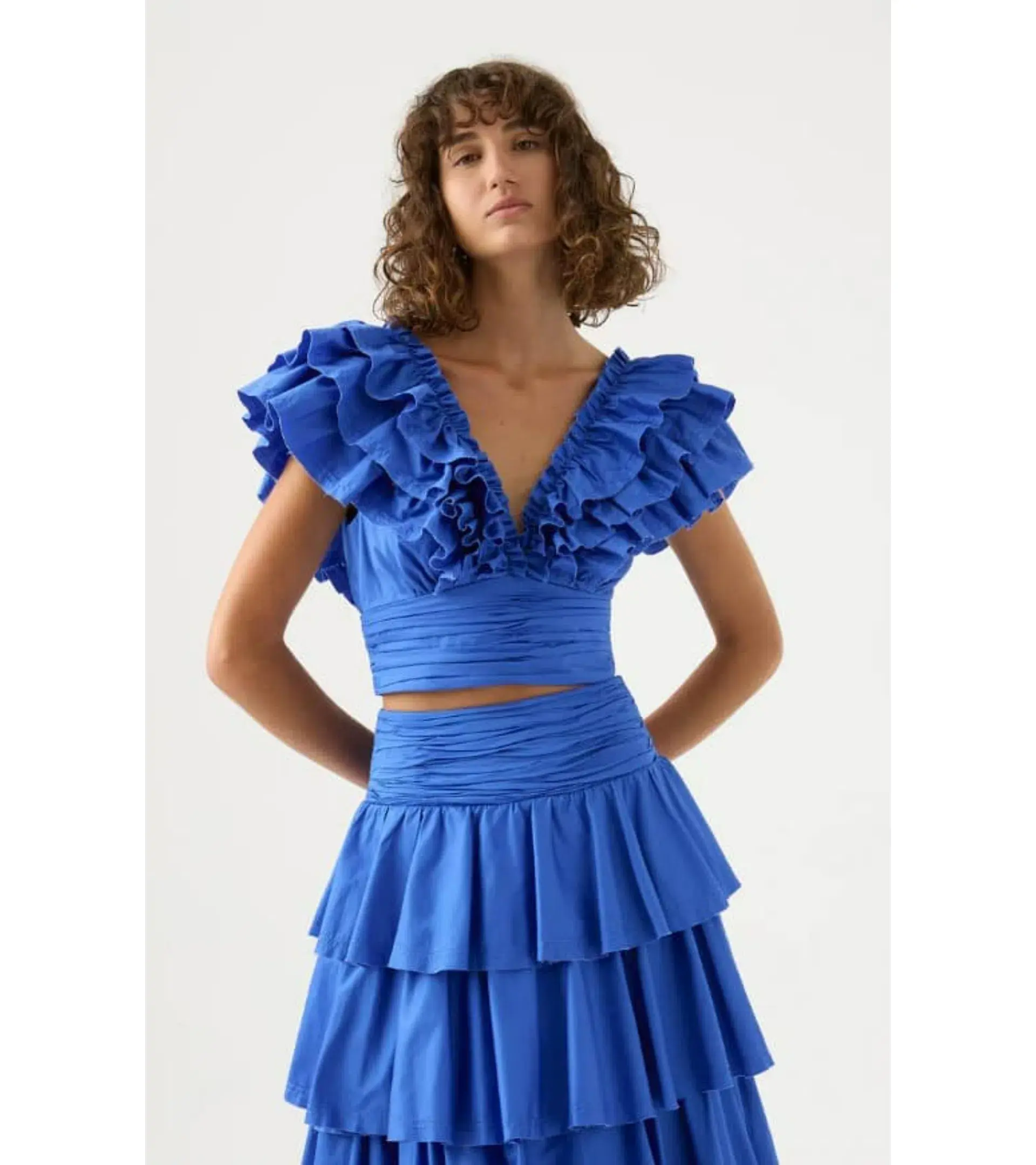 Aje Imagination Frill Sleeve Top Size AU 14 and Eleni Tiered Maxi Skirt Blue Size AU 12  - Image 2