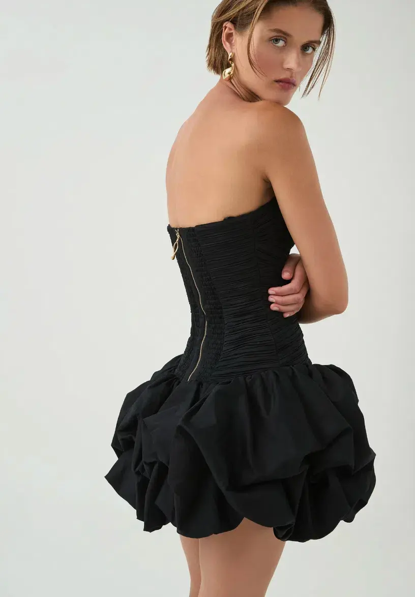 Aje Violette Bubble Hem Mini Dress Black Size 8 for rent on The Volte - main image