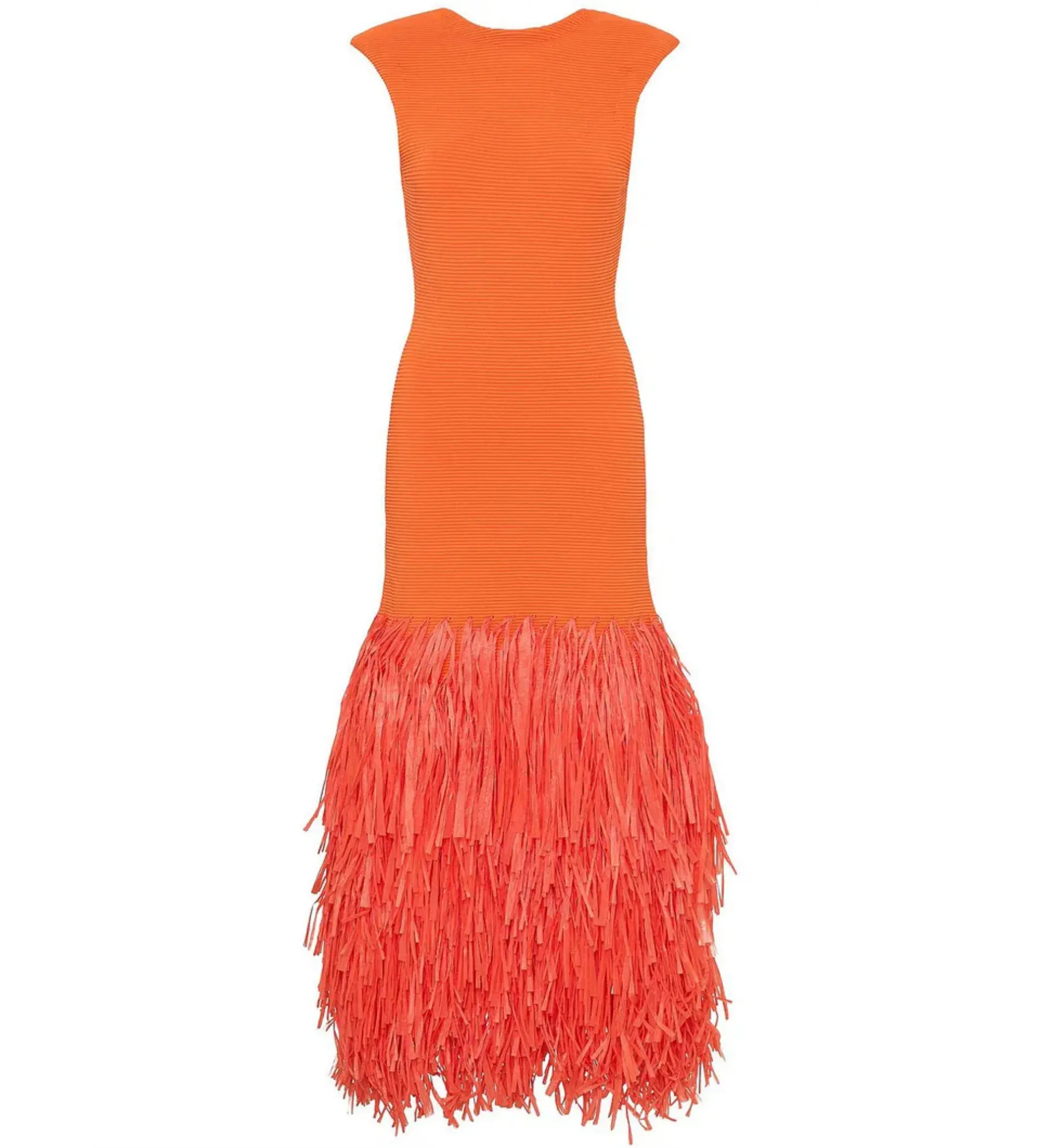 Aje Raffia Knit Midi Dress Orange Size S / AU 8 - Image 4