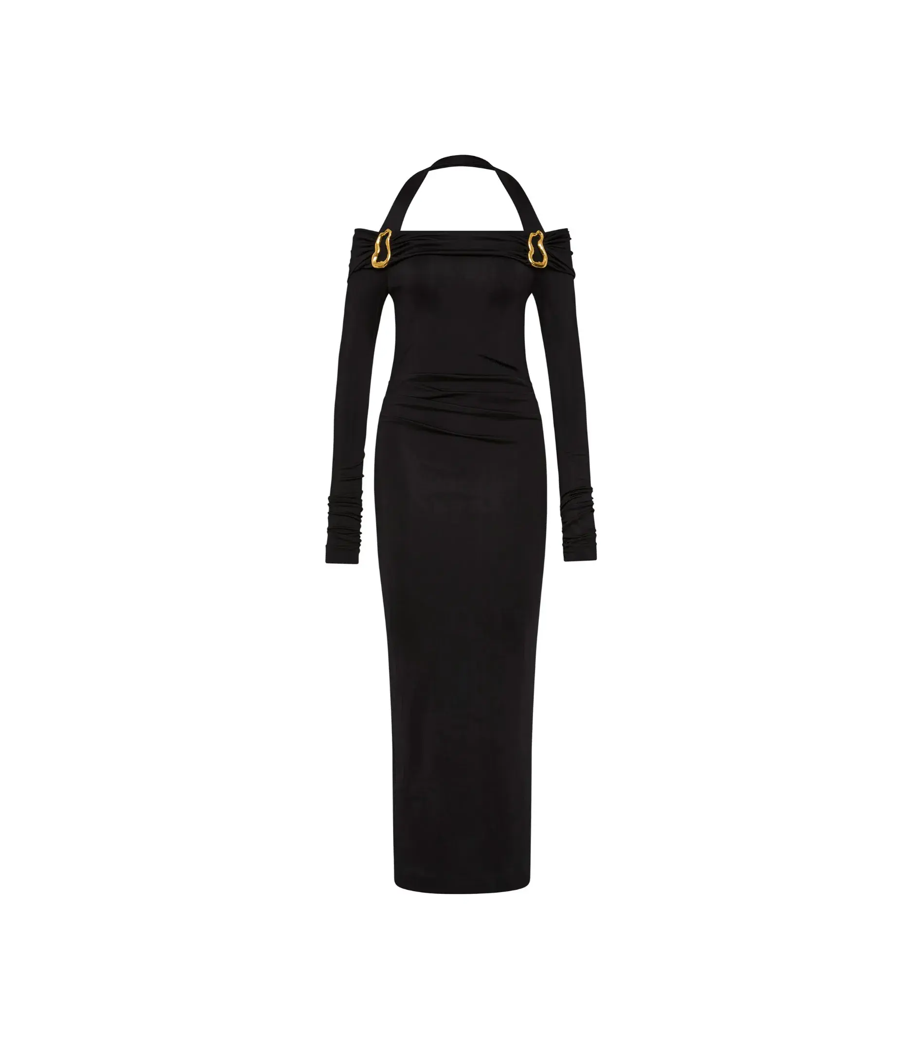 Rebecca Vallance Domenica Halter Midi Dress Black Size AU 8  - Image 5