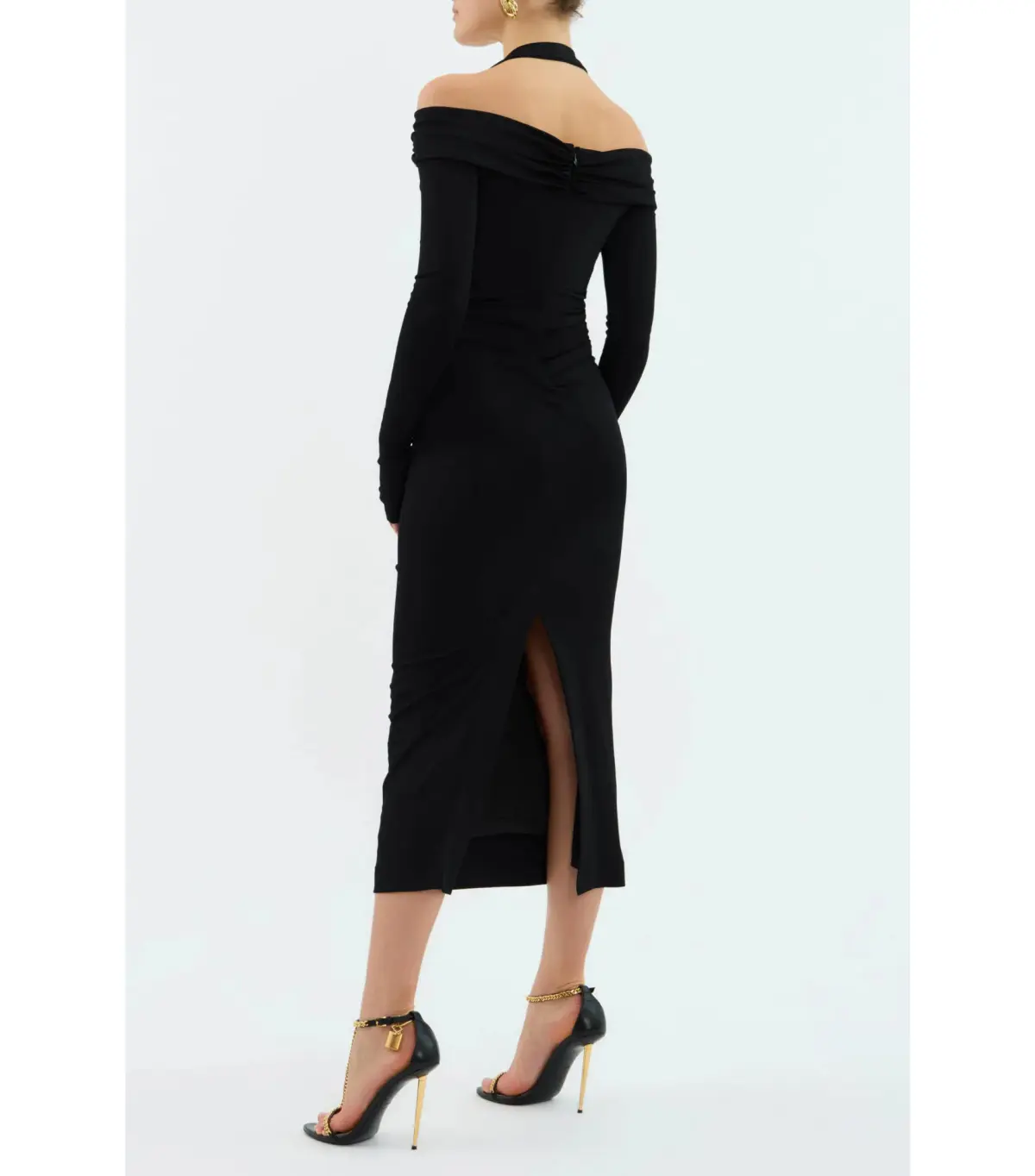 Rebecca Vallance Domenica Halter Midi Dress Black Size AU 8  - Image 3