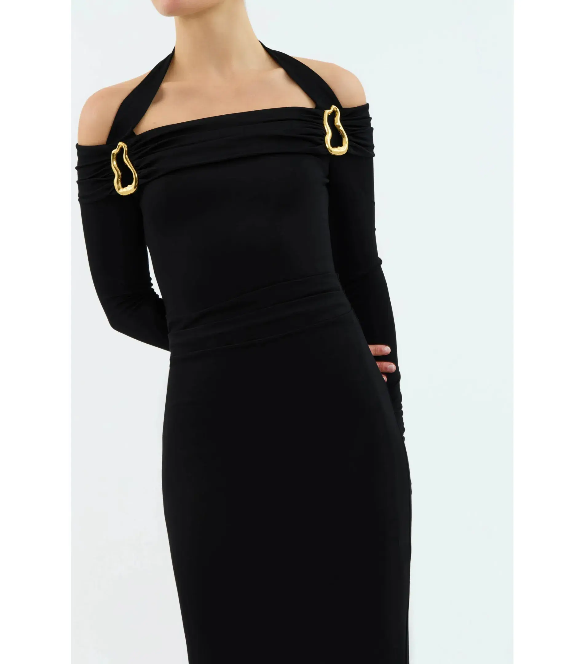 Rebecca Vallance Domenica Halter Midi Dress Black Size AU 8  - Image 2
