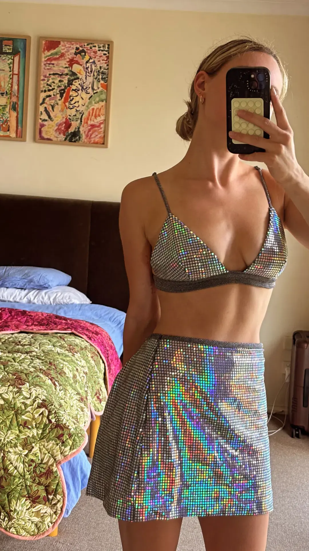 Manning Cartell Platnium Queen Bralette Size M/AU 10 and Mini Skirt Size XS/AU 6 Set Silver  for rent on The Volte - main image