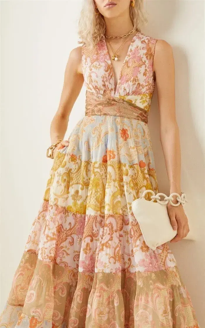 Zimmermann Postcard Pleated Midi Dress - Image 1