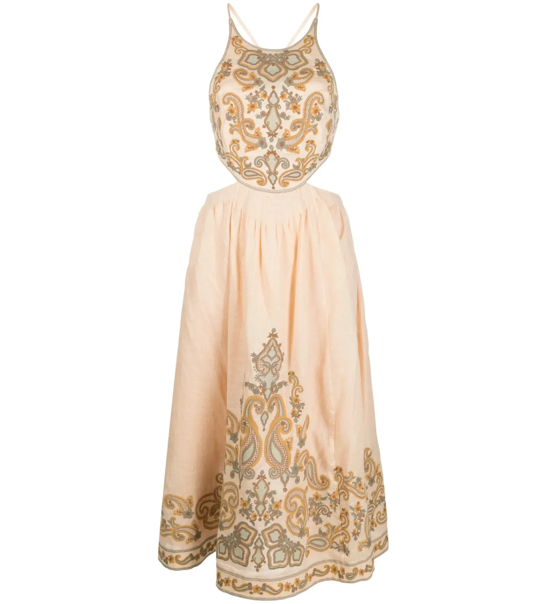 Zimmerman Devi Halter Tie Midi Dress Orange Print Size AU 10 - Image 5