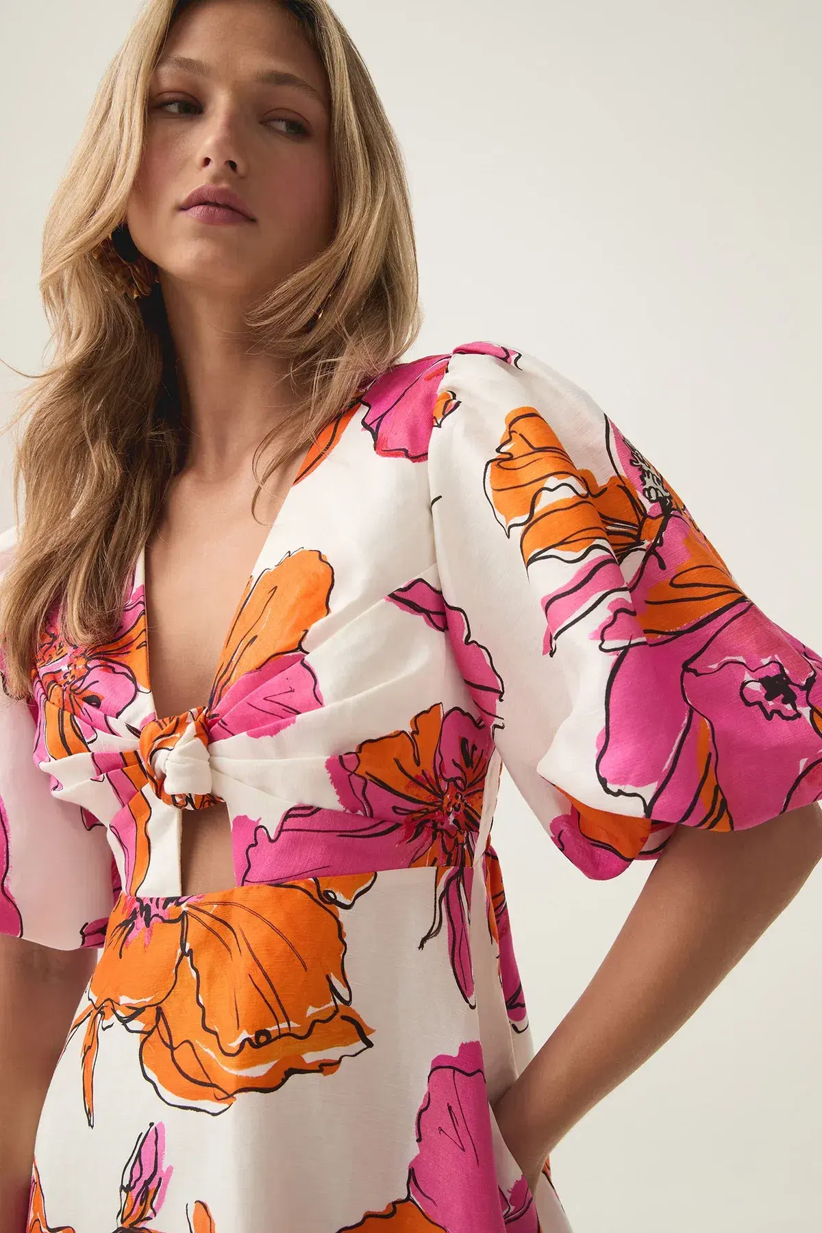 Aje Overflow Knotted Mini Dress Floral Pink Size 6 - Image 4