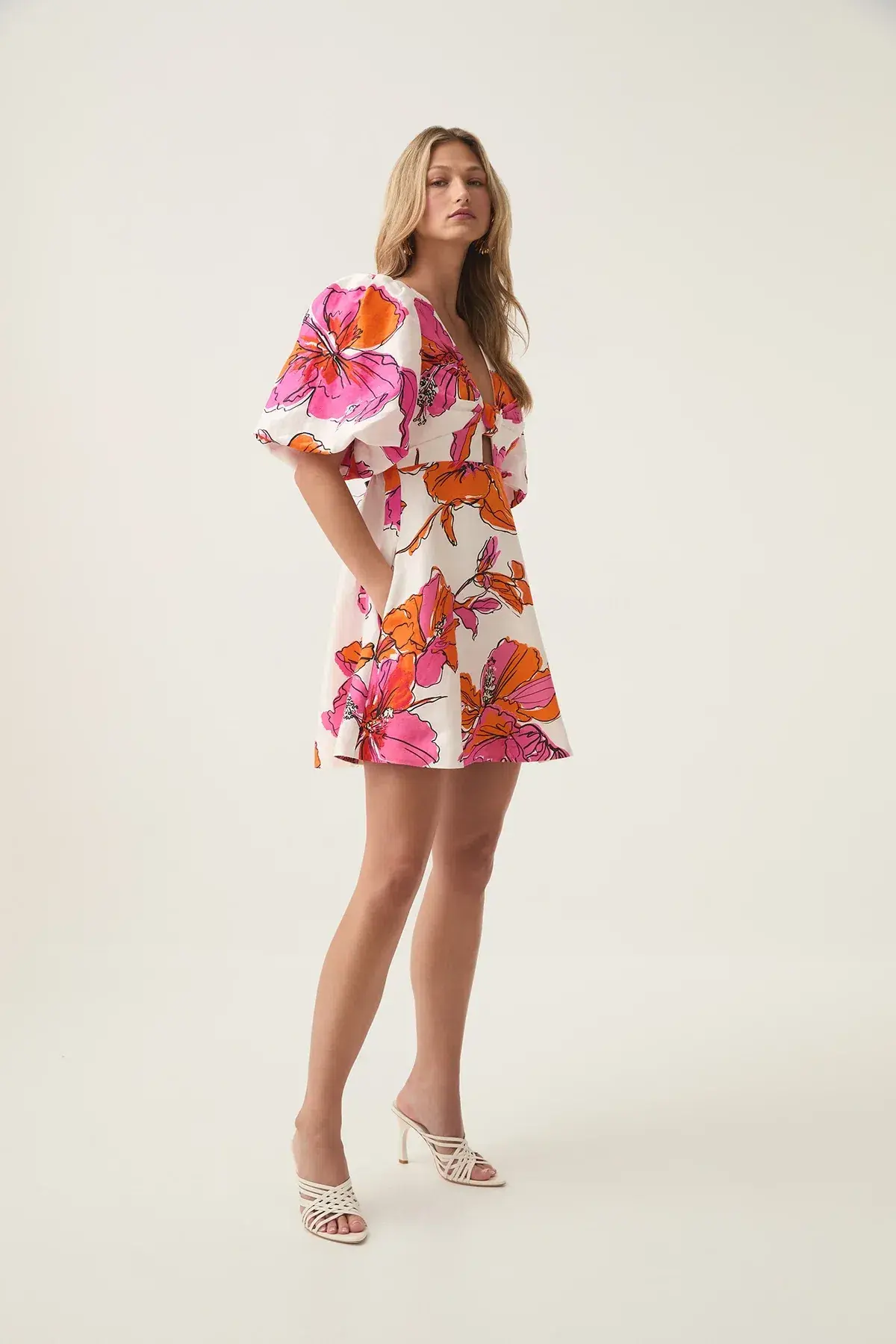 Aje Overflow Knotted Mini Dress Floral Pink Size 6 - Image 3