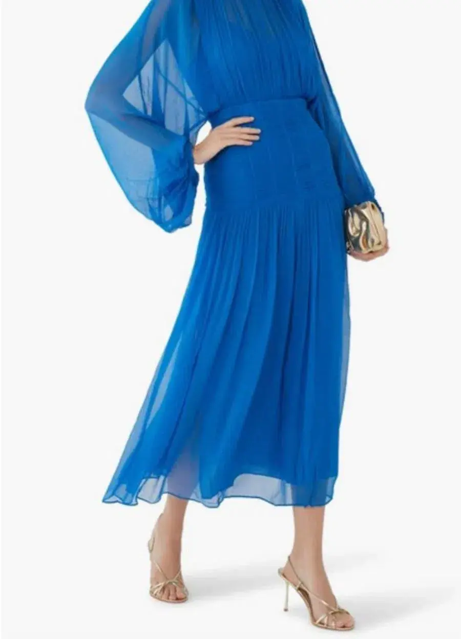 Shona Joy Dress Maya Ruched Panelled Midi Size 14 - Image 2