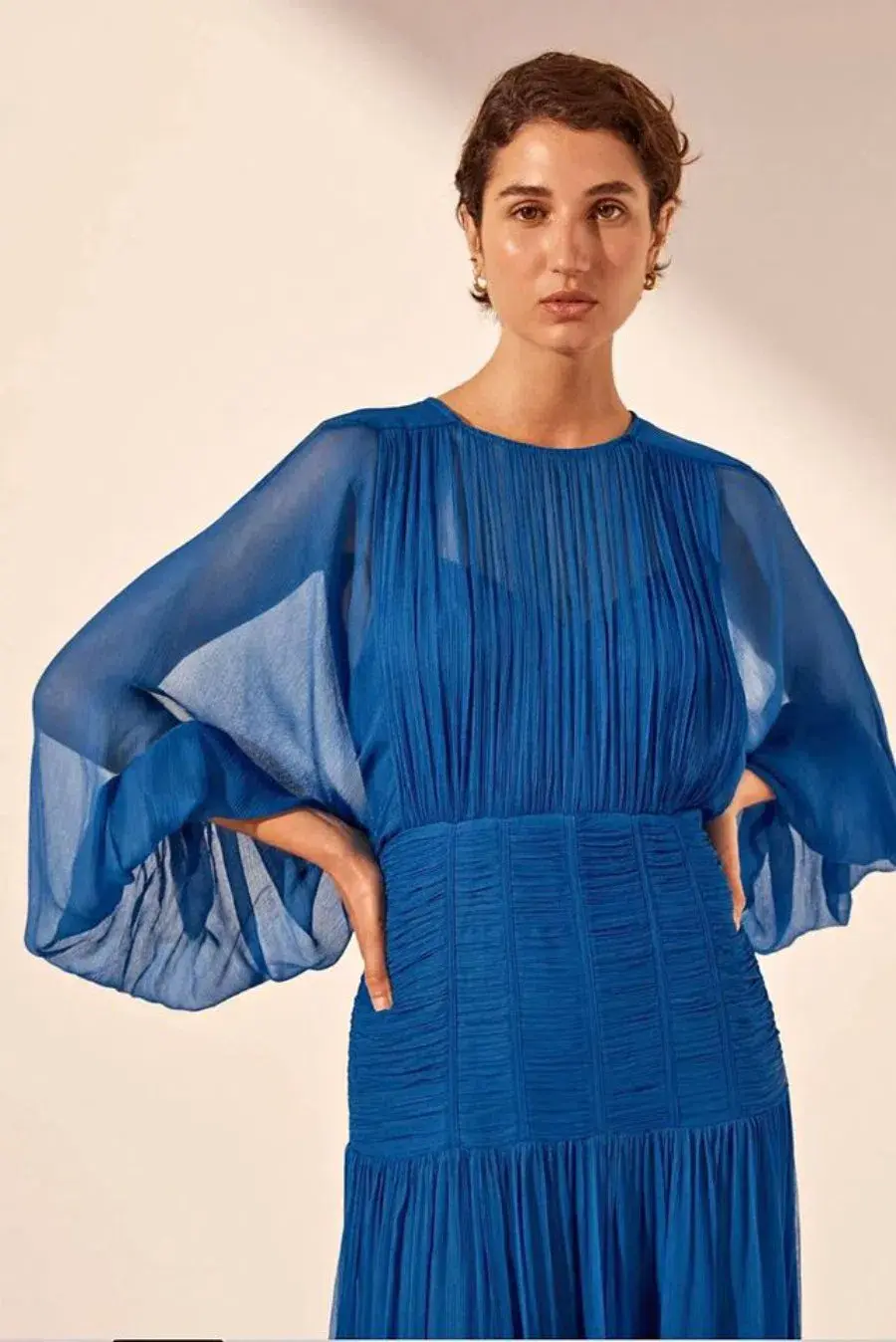 Shona Joy Dress Maya Ruched Panelled Midi Size 14 - Image 4