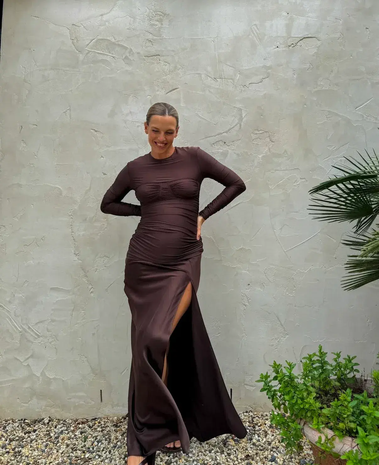 Sir The Label Alessia Draped Maxi Gown Brown Size 10 - Image 2