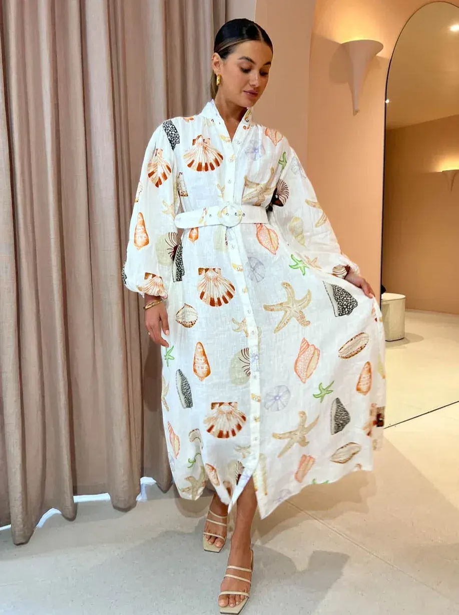 Palm Noosa Souvenir Shells Maxi Dress Size 8 - Image 7