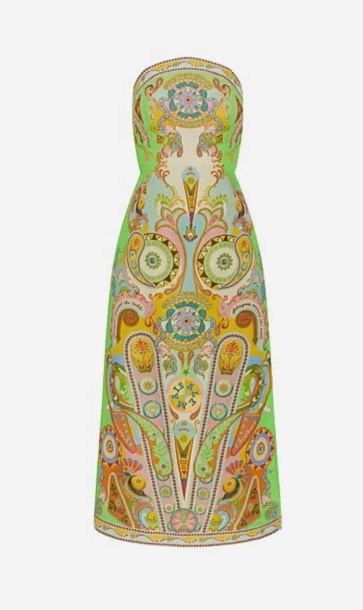 ALÉMAIS  Pinball Bodice Dress Green Size AU 14 - Image 6