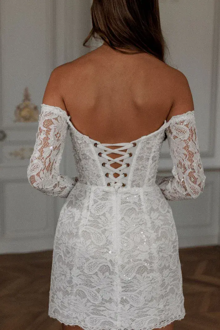 Rosie Etienne Anna Mini Dress White Size 8 - Image 3