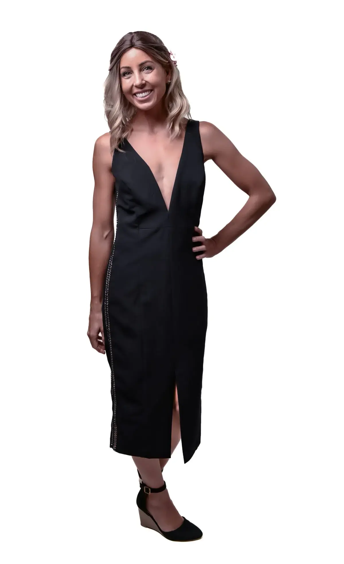 Bardot Bodycon Midi Dress Black Size 12 - Image 5