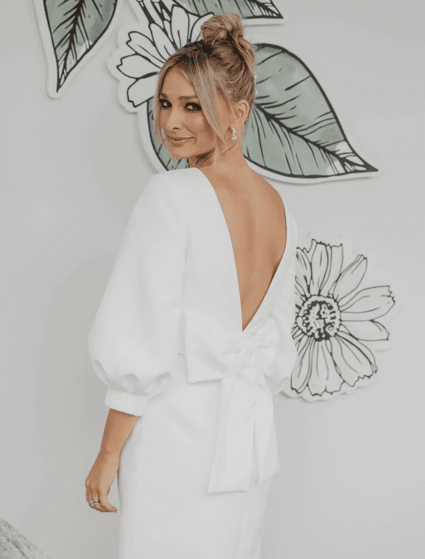 White mini hens dress for rent on The Volte - main image