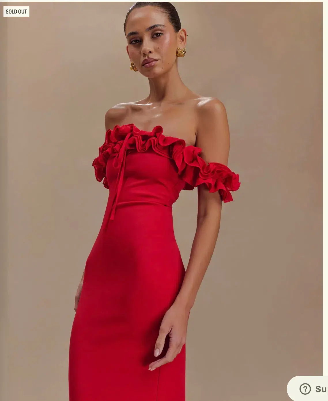 Nova - Ruffle Off Shoulder Maxi Dress - Ruby - Image 5