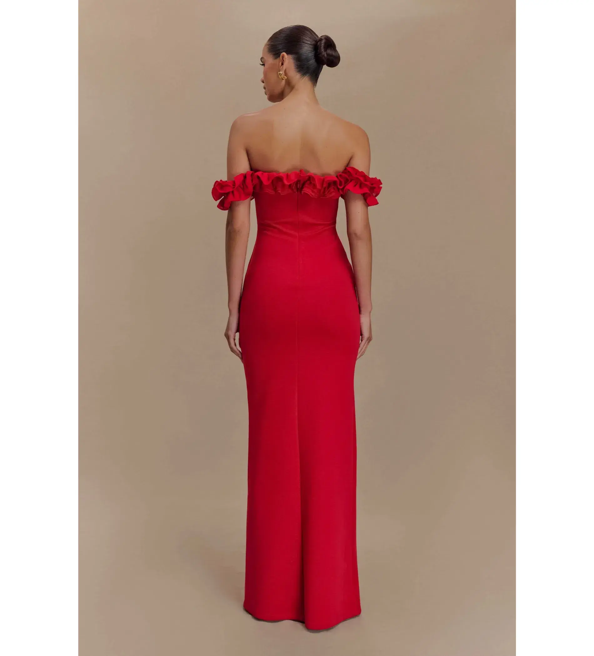 Nova Ruffle Off Shoulder Maxi Dress Ruby Size XS / AU 6 - Image 3