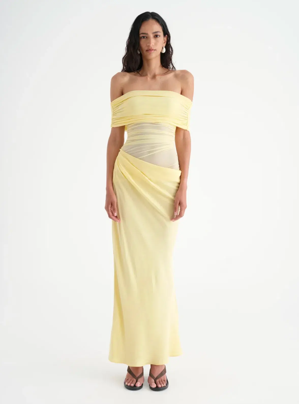 Benni Nico Off Shoulder Maxi Dress in Butter Size AU 10  - Image 1