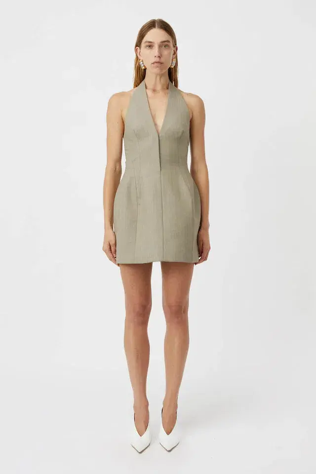 Camilla & Marc Pompidou Mini Dress Olive Marle Size 10 for rent on The Volte - main image
