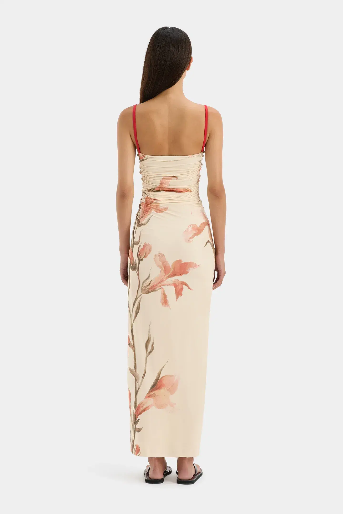 Sir The Label Hana Ruched Midi Dress Gladioli Print Size 10 - Image 4