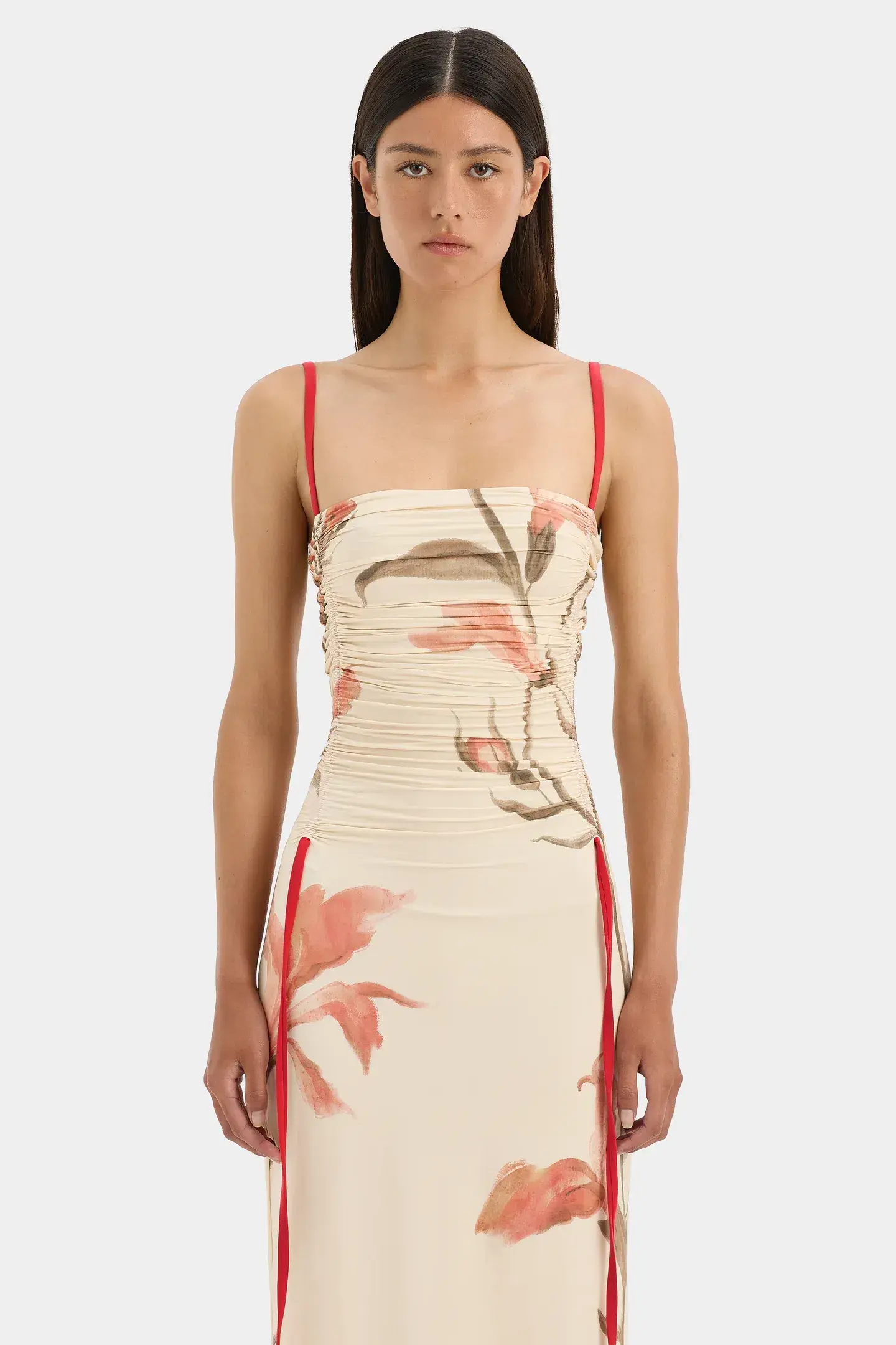 Sir The Label Hana Ruched Midi Dress Gladioli Print Size 10 - Image 3