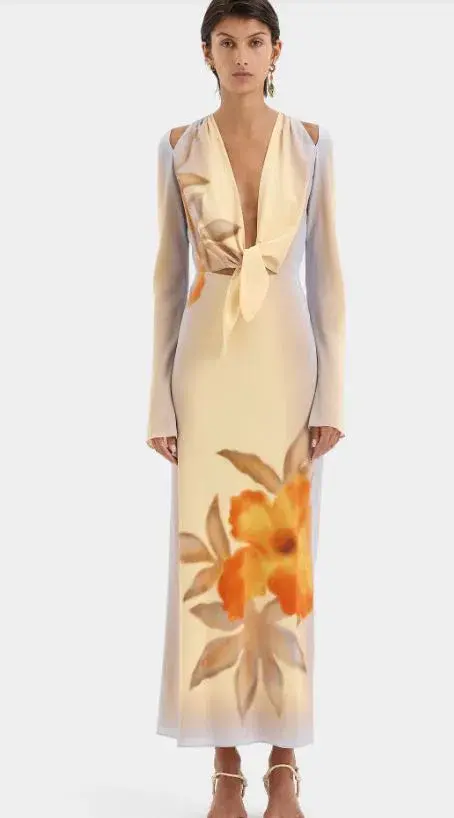 Sir Serene Scarf Midi Dress Sequoia Print Size 1 / Aus 8 - Image 1