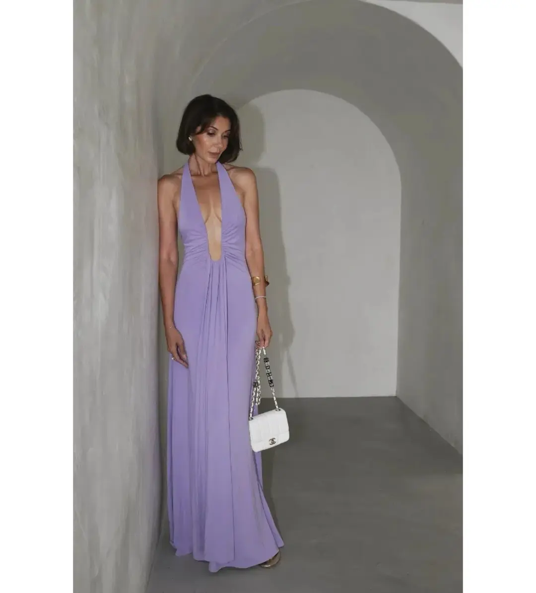 Misha Jennifer Cupro Maxi Dress Lilac Size 6/XS for rent on The Volte - main image
