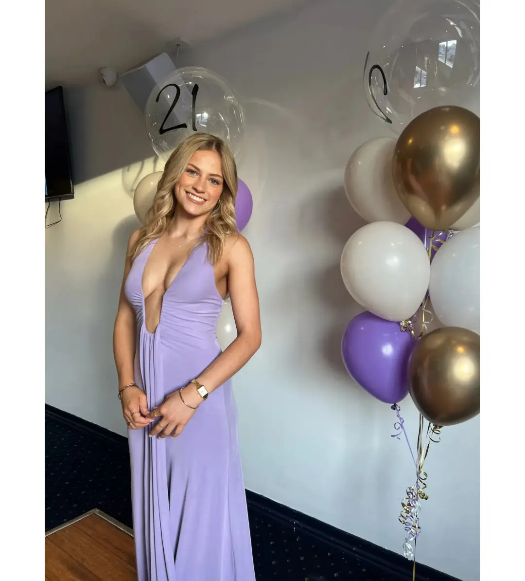 Misha Jennifer Cupro Maxi Dress Lilac Size 6/XS for rent on The Volte - main image