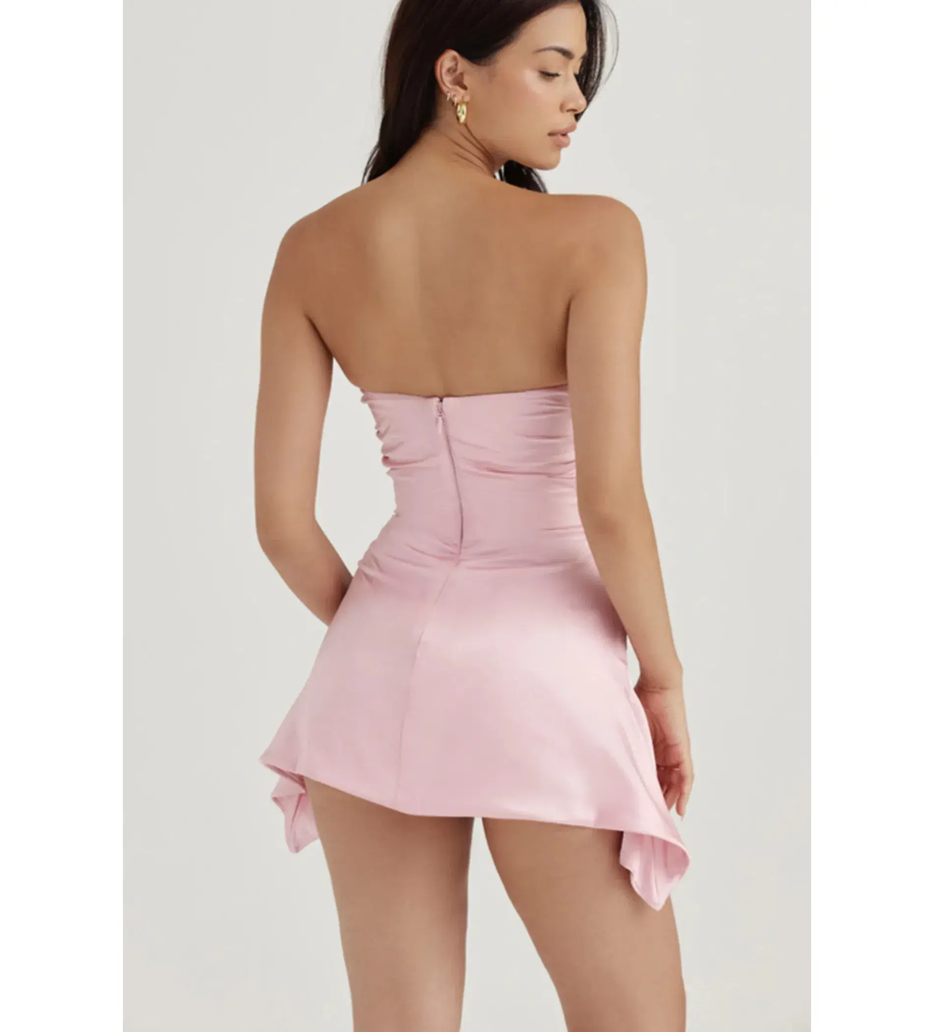 House of CB Jasmine Rose Pink Draped Strapless Corset Dress AU 10 - Image 3