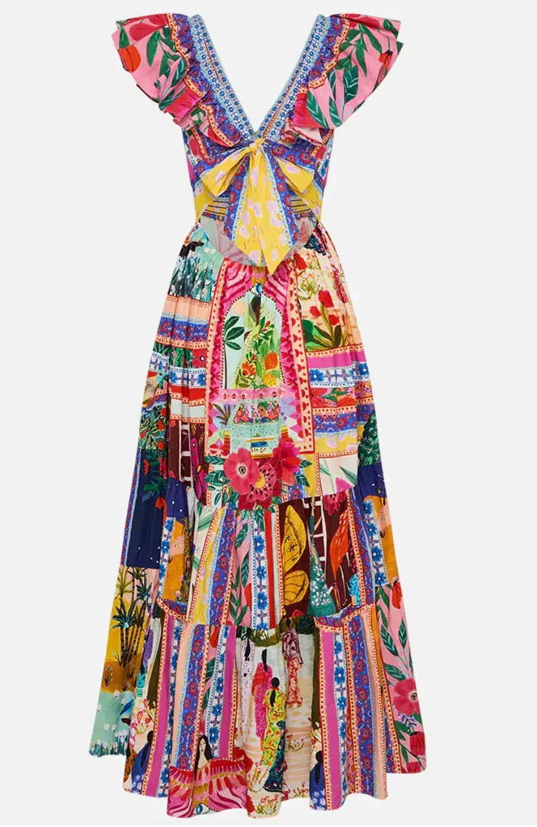 Camilla Tiered Dress with Neck Frill Roeqiyas Realm size L / AU 14 for rent on The Volte - main image